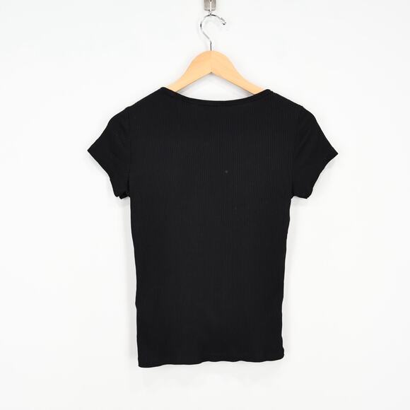 Levi's Women's Ribbed Scoopneck Short Sleeve Tee Shirt Black Size Medium - Picture 4 of 7